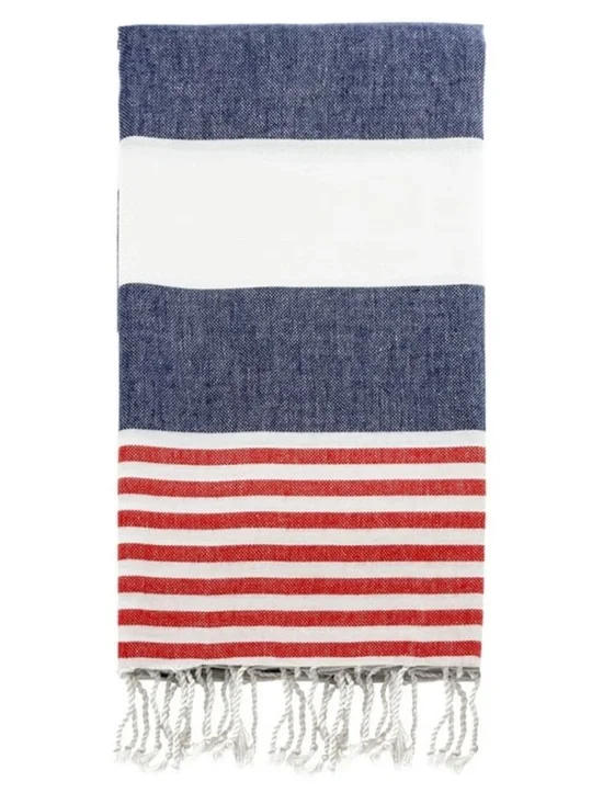 Brand New Swan Comfort 100% Navy Red Cotton Pestemal Turkish Bath & Beach Towel