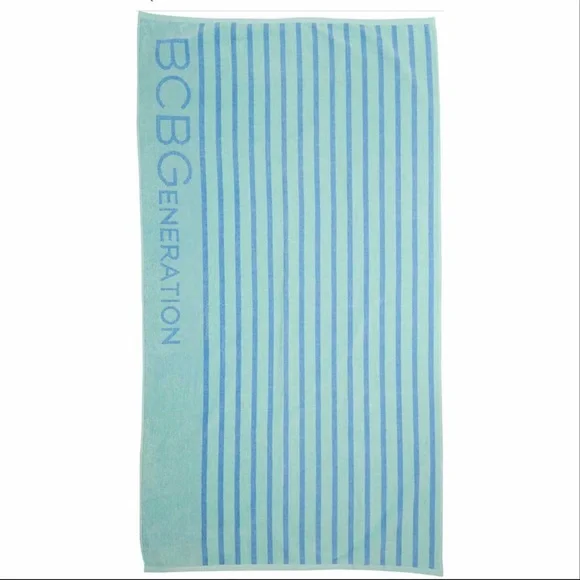 BCBGeneration Woven Cabana Striped Cotton Beach Towel, Clearwater, NWT