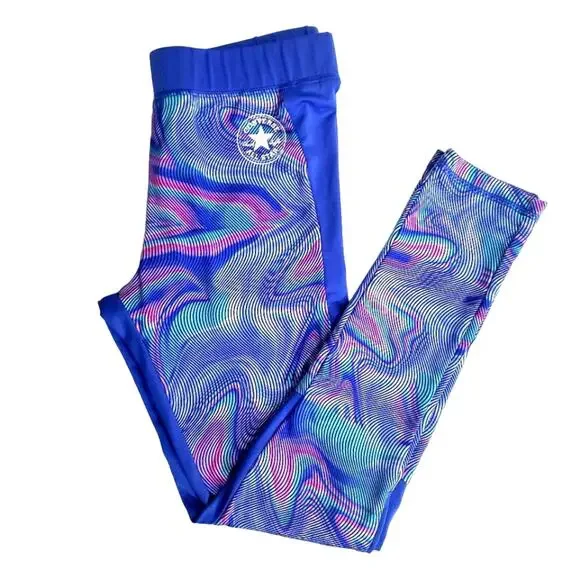 Converse youth active wear leggings purple and blue size 12-13 years