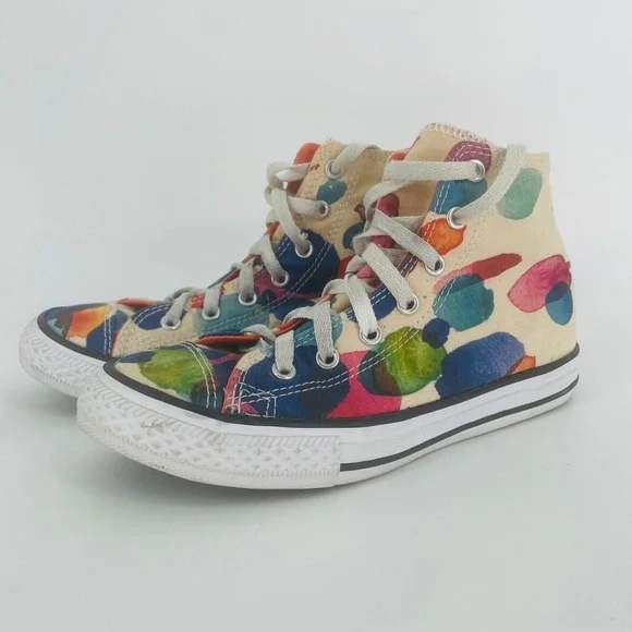 Converse Chuck Taylor All Star High Top Multi-Color Watercolor Dot Size 3 Youth