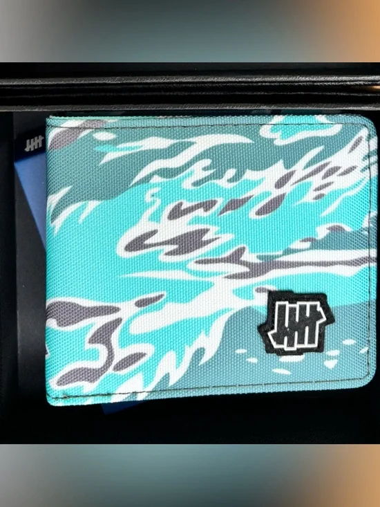 Undefeated Teal, Gray & White Camouflage Bifold Wallet