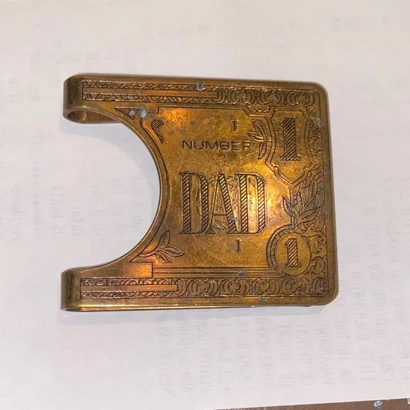 Vintage 'Number 1 Dad' Brass Money Clip