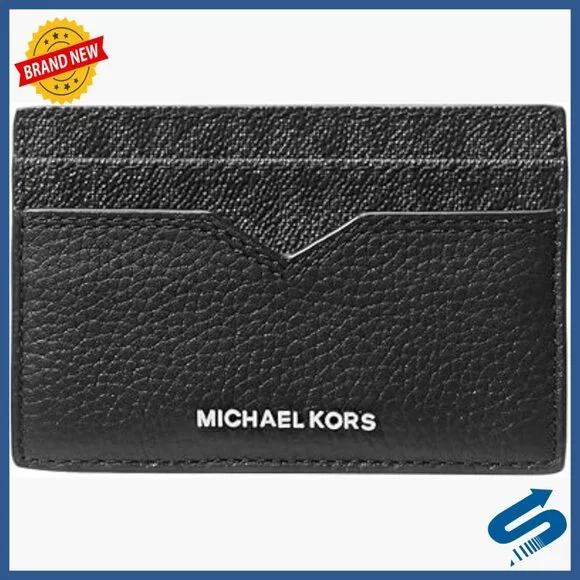 Pebbled Leather Money Clip Card Case with 5 Slots for Easy Access