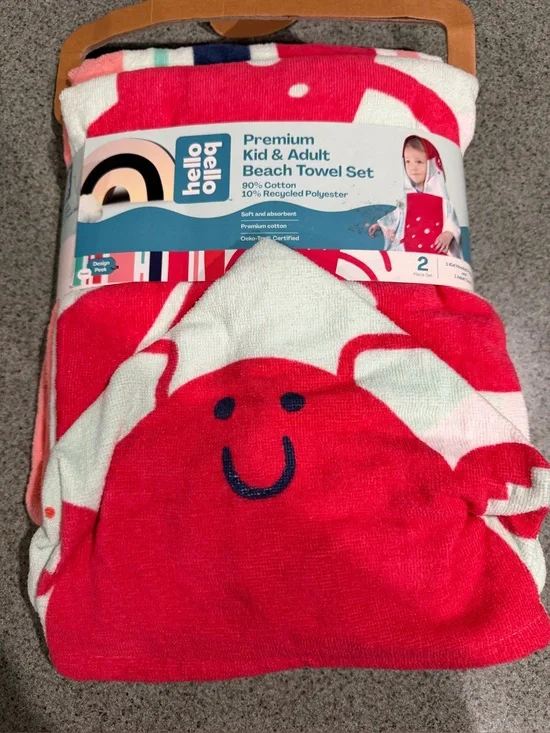 Premium Hello Bello Kid & Adult Beach Towel Set