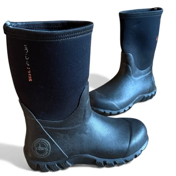 HABIT WATERPROOF ALL WEATHER RUBBER FARM WINTER BOOT WORKWEAR BLACK UNISEX SZ:4
