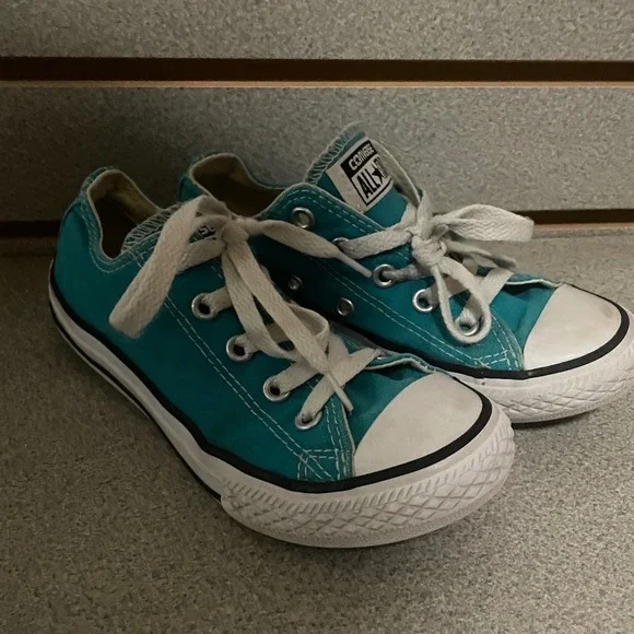 Converse Chuck Taylor All Star‎ Youth Teal Canvas Low Top Sneakers 344810F Sz 12