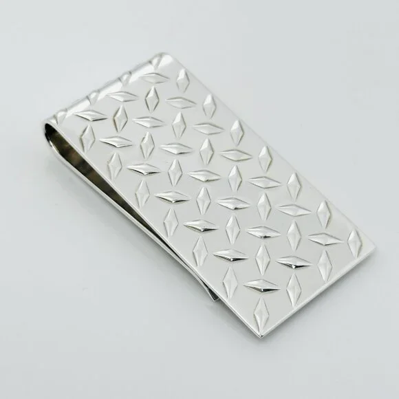 Tiffany Tire Tread Plate Diamond Plate Money Clip in Sterling Silver Mens Unisex