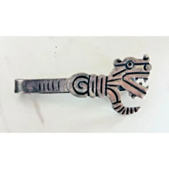 Rafael Melendez Money Clip Tie Mexico Taxco Sterling Silver 980 Serpent Dragon