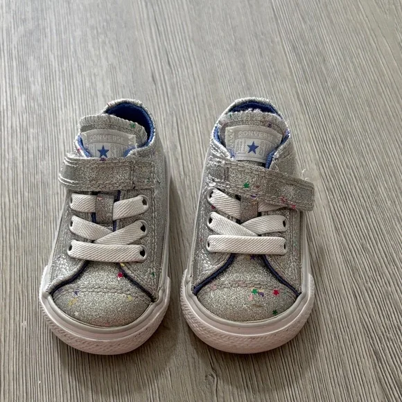 Converse Kids' Sparkly Silver Sneakers