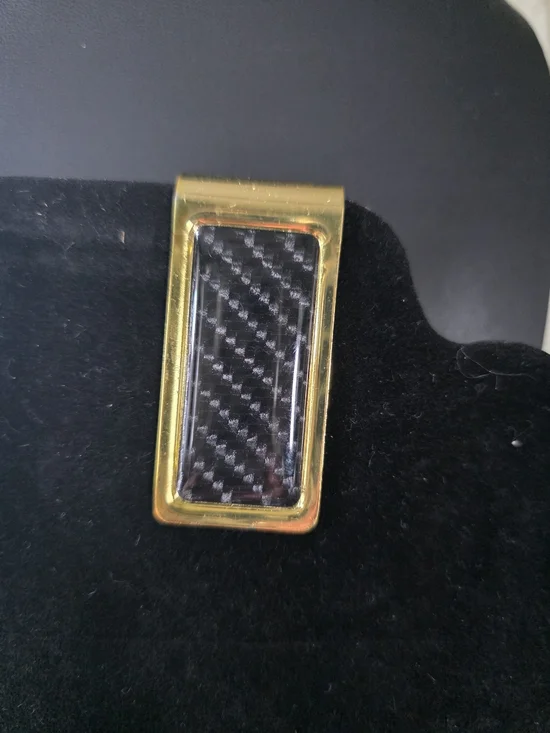 #225 Gold and Black Carbon Fiber Money Clip - Men's Accessory