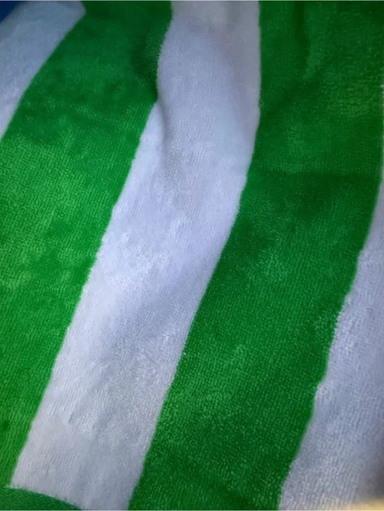 Kelly Green White Cabana Stripe Large Cotton Beach Towel