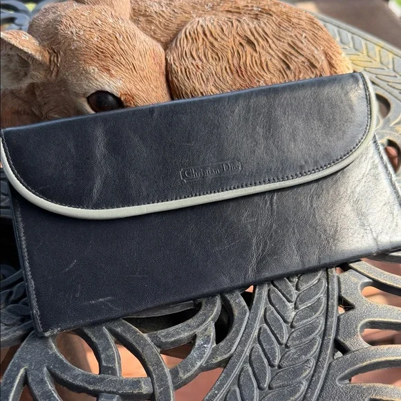 Vintage Leather Christian Dior Clutch / Wallet