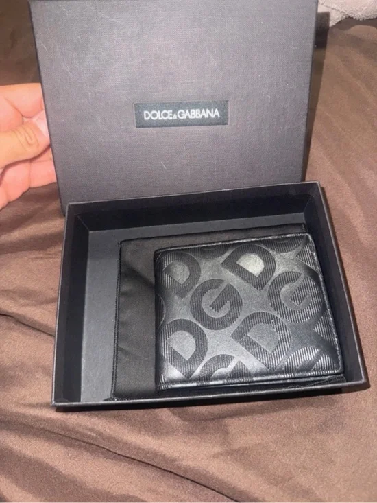 Dolce & Gabbana Black Signature DG Pattern Leather Money Clip Wallet