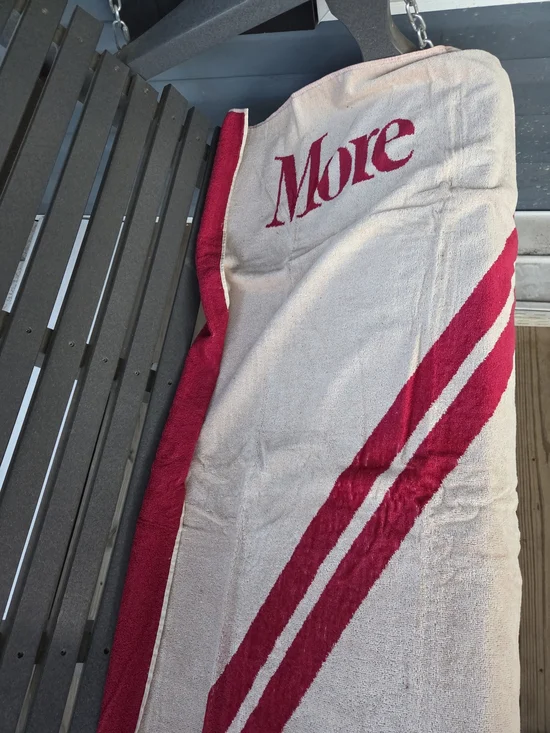 Vintage 'More' Logo Beach Towel in Cream and Red