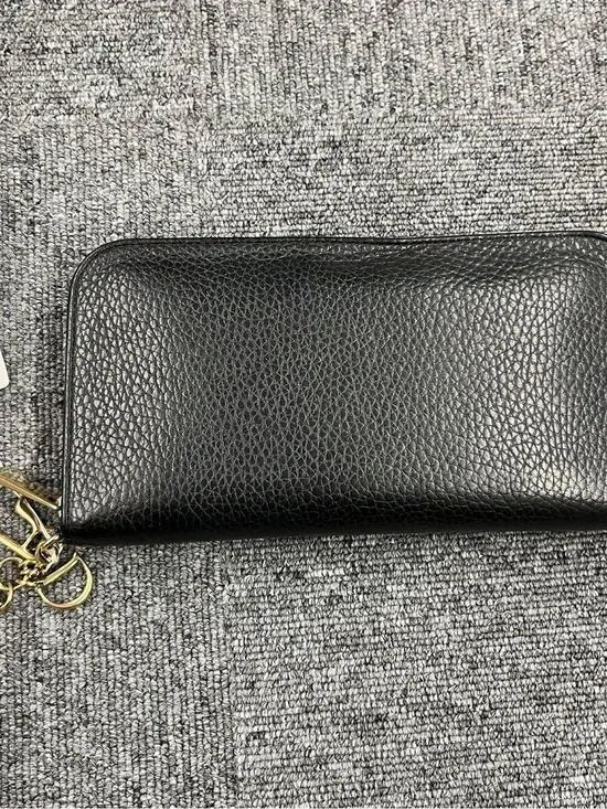 Dior Black Leather Zip Wallet with Gold Hardware