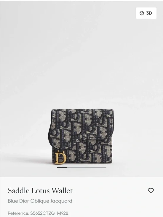 Dior Small Trifold Wallet in Navy with Gold Hardware