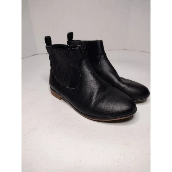 Cat and‎ Jack Kids Black Faux Leather Chelsea Boots Side Zip Size 2