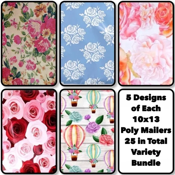 25 10x13 Poly Mailers Rose Garden Variety Bundle