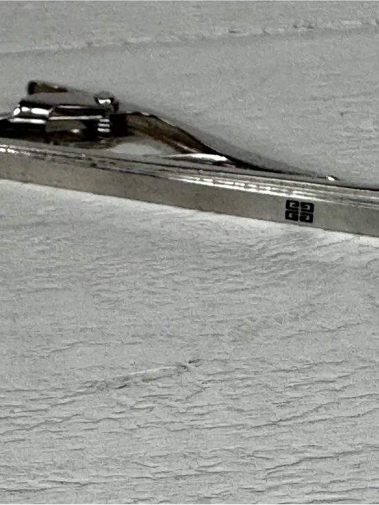Givenchy Silver Tone Tie Clip / Tie Bar | Minimalist Designer Mens Accessory
