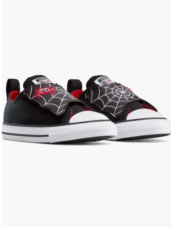 Converse Kids Black and Red Spider Web Low-Top Sneakers