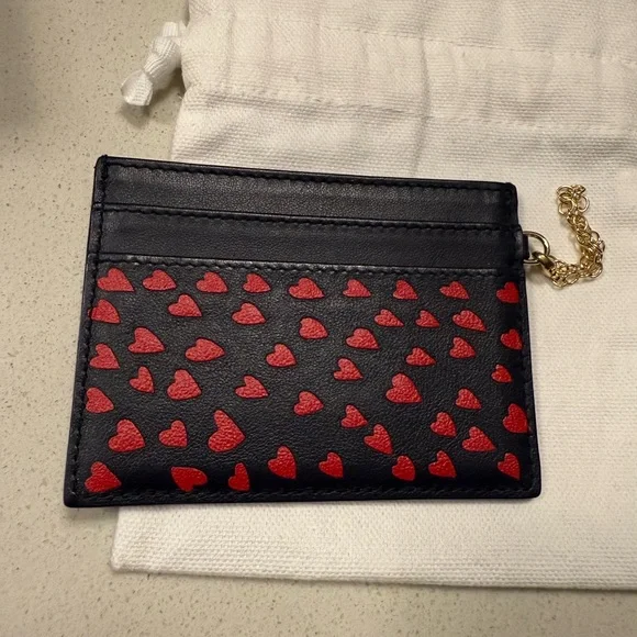 Christian Dior Black and Red Heart Card Holder