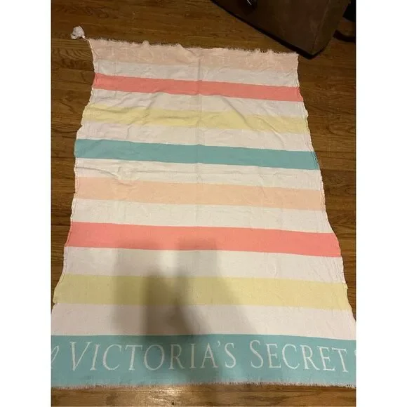 VS Victoria‎ Secret Beach blanket pastel stripes cotton rn#54867