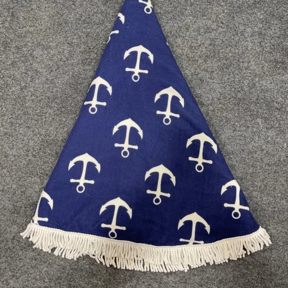 **Anchor Navy Blue & white Round Towel