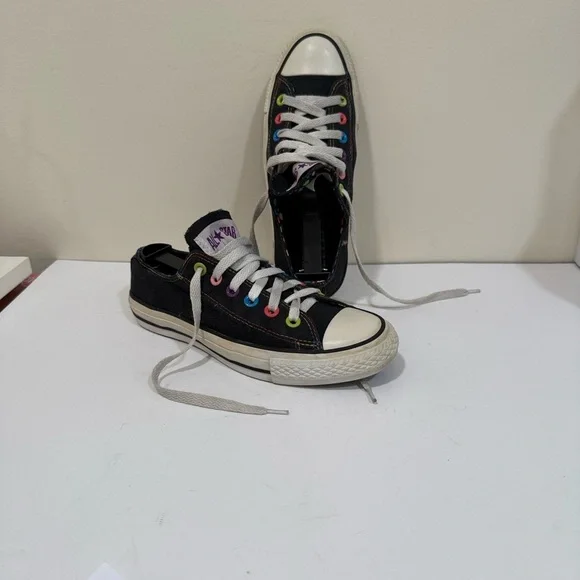 Converse Black Sneakers with Colorful Rivets (sz 7)