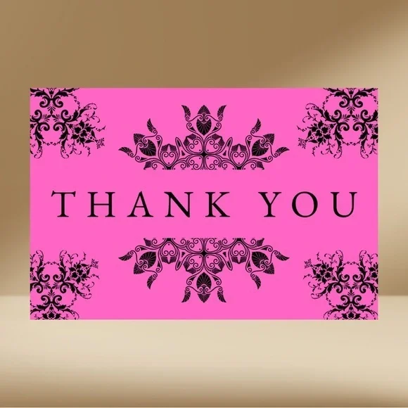 Set of 10 Pink Thank You Cards