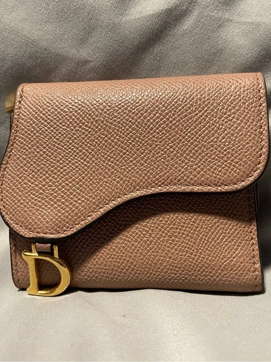 Dior Mini Saddle Wallet in Dusty Rose with Gold Hardware