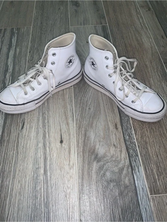 Converse White High-Top Kids Sneakers with Black Trim