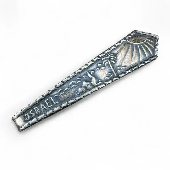 Vintage Israel 835 Silver Money Clip Souvenir Sun Palm Tree Camel Midcentury