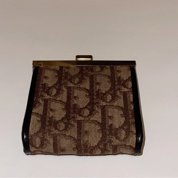 Christian Dior trotter purse coin case wallet canvas leather vintage authentic