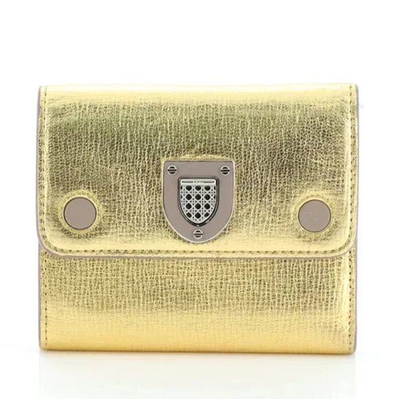 NWT Authentic Christian Dior Diorama Wallet in gold