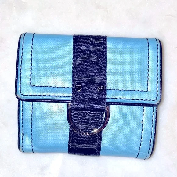 CHRISTIAN DIOR HARDCORE WALLET VINTAGE JOHN GALLIANO COATED CANVAS BLUE