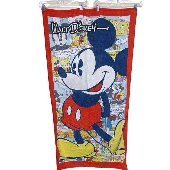 Vintage Disney Mickey Mouse Cartoon Beach Towel Minnie Goofy Donald Duck 40”x56”