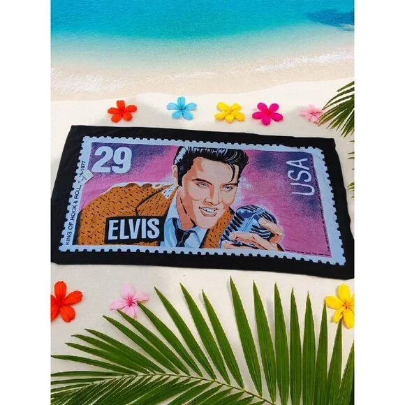 New Elvis Presley King of Rock and Roll Beach Stamp Towel Pool Wrap Vintage 1992