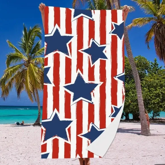 Red Stripes/Blue Stars Beach Towel