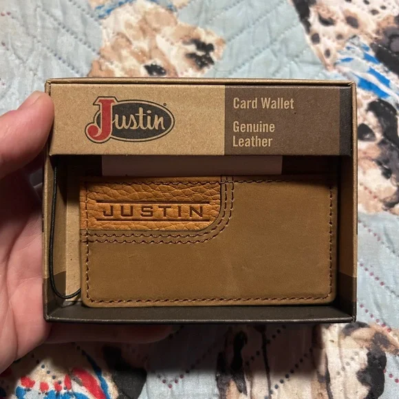 Justin Boots RFID‎ ID Credit Card Holing Wallet Brown Western NEW!