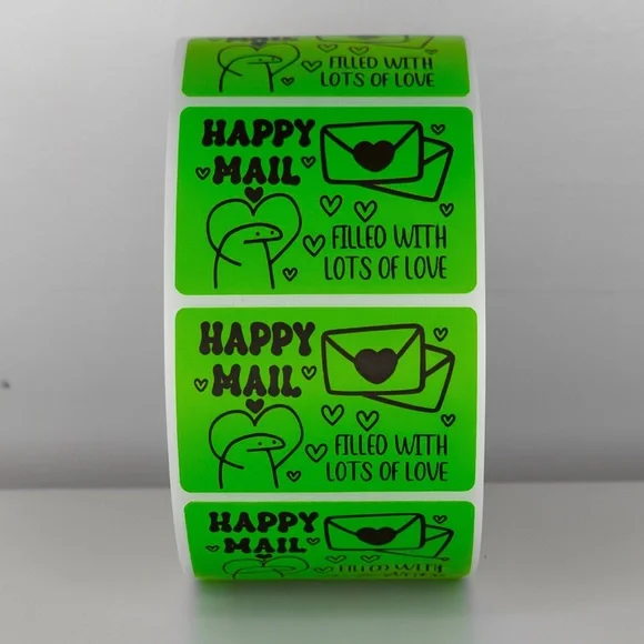 Happy Mail Stickers Filled With Love | Mint Cute Packaging Labels Heart