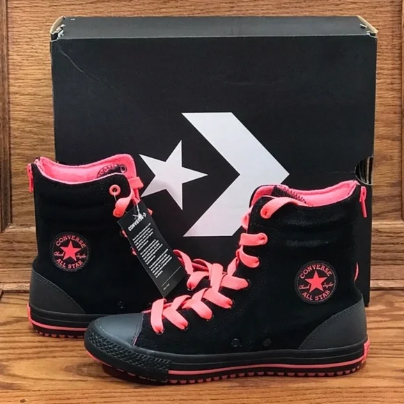 Converse Chuck Taylor Hi Rise Boot X Hi Black‎ Hot Punch Almost Black