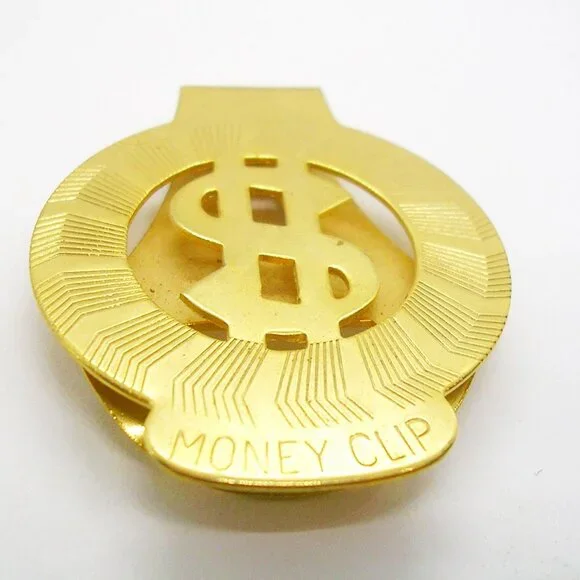Vintage Money Clip gold tone Dollar Sign