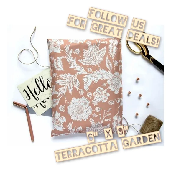 100 Poly Mailers 6x9 Terracotta Garden