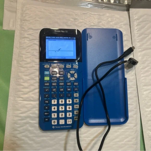 Texas Instruments TI-84 Plus CE Graphing Calculator w/ Cable - Blue TESTED WORKS