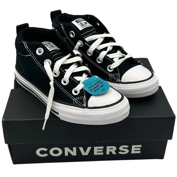 Converse CTAS Street Mid Youth Size 13 Black New A01720F Canvas Sneakers