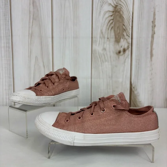 Converse Chuck Taylor All Star Junior Sneakers Low Top Shoes Glitter Pink Sz 4