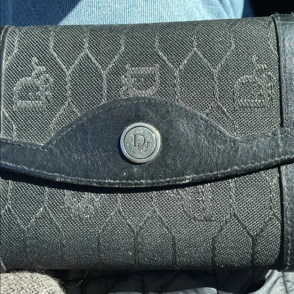 Dior vintage honeycomb Textured Black Wallet