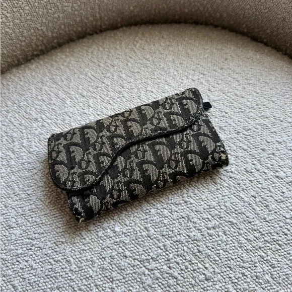 Dior Black and Cream Patterned Wallet