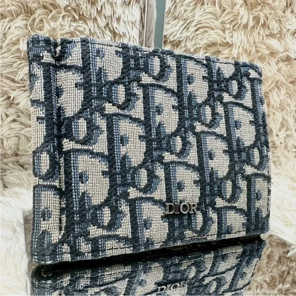 Dior Monogram Blue and Cream Wallet Unisex