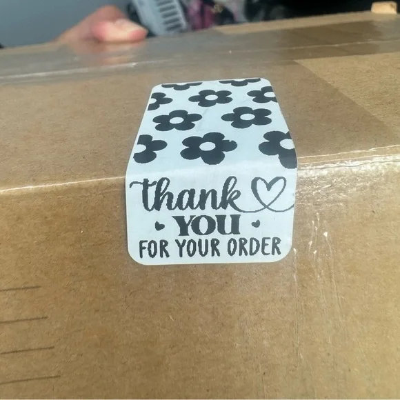 100 Floral Soft Edge Rectangle Thank You Stickers | thank you for your order